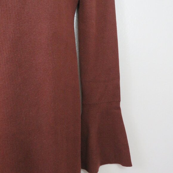 Paige size Large Ribbed Knit Button Down Dress Brown Long Sleeve NEW - Picture 6 of 6